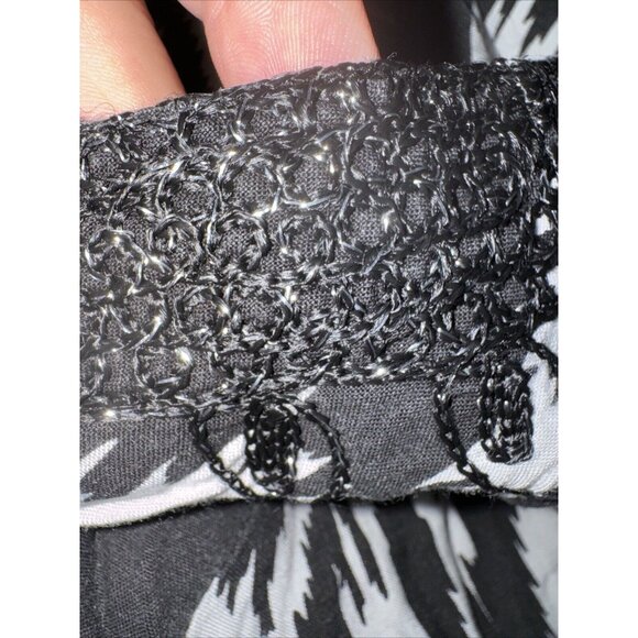 Joan Vass Black & White‎ Peasant Boho 3/4 Rayon Blouse Shirt top M - Picture 4 of 6